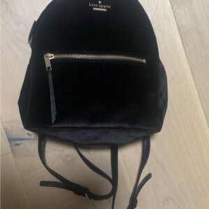 Kate Spade Black Velvet Backpack with Gold Accents